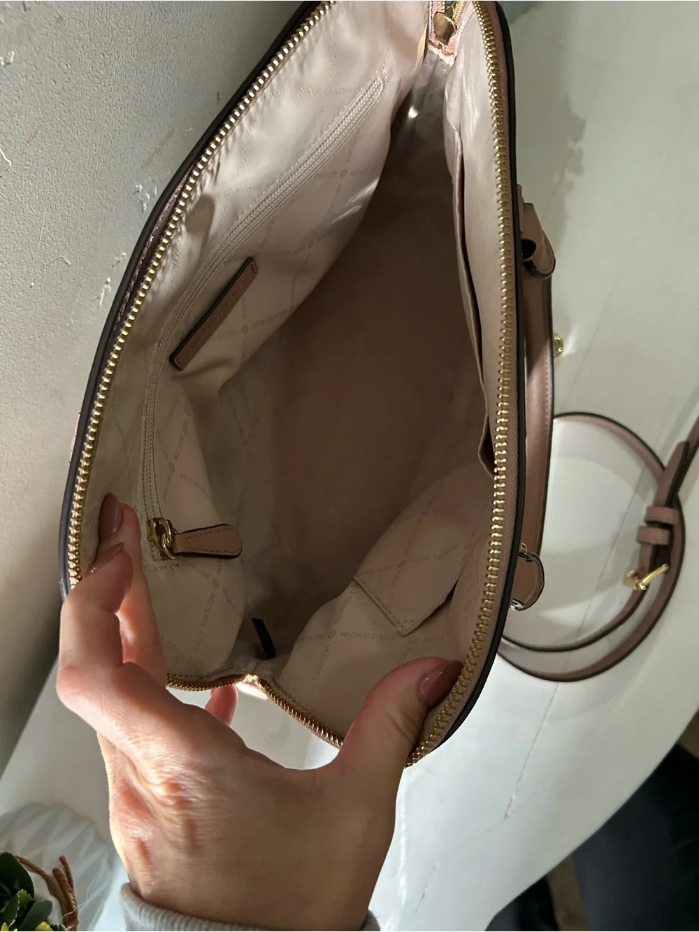 Michael Kors Dusty Rose Dome Satchel with Gold Hardware